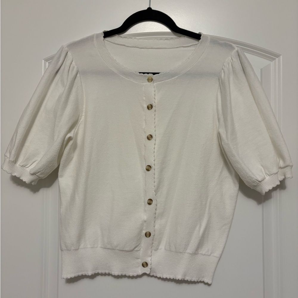 Chic White Button-Down Women's Sweater